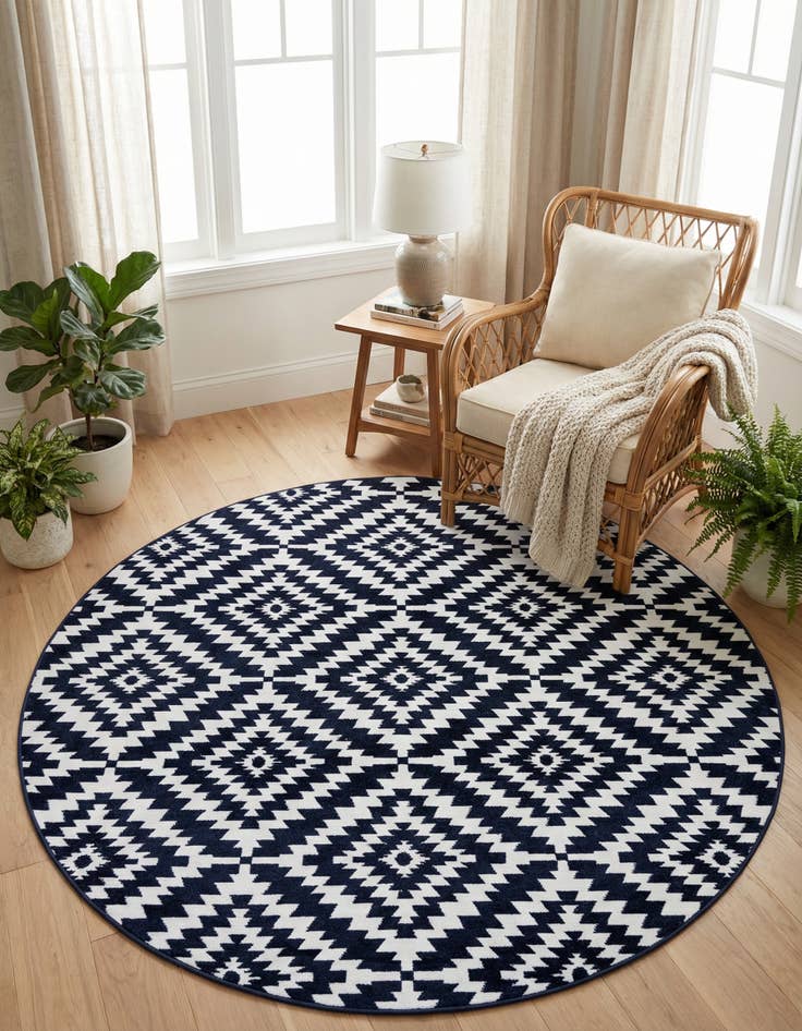 Detail image of 7' 10 x 7' 10 Easy-Clean Sabrina Soto Indoor / Outdoor Round Rug