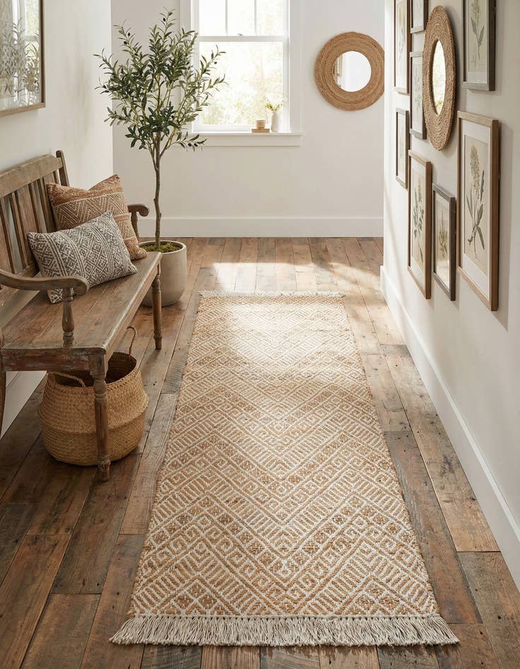 Detail image of 2' x 6' 1  Hand Braided Jute Runner Rug