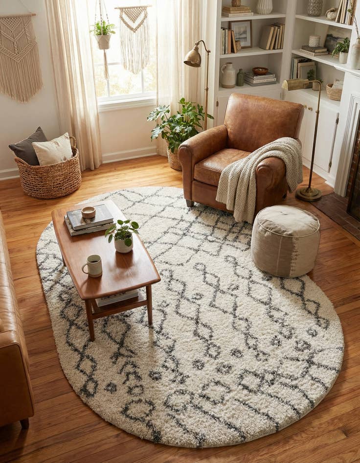 Detail image of 5' 3 x 8' Moroccan Shag Oval Rug