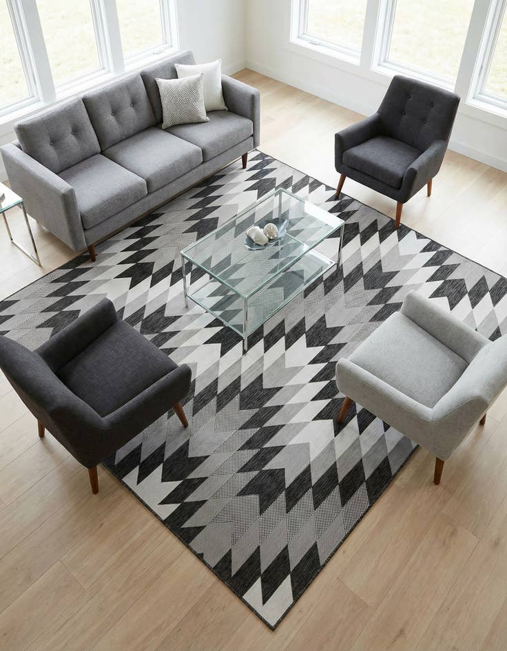 Detail image of 10' x 10'  Washable Modern Indoor / Outdoor Square Rug