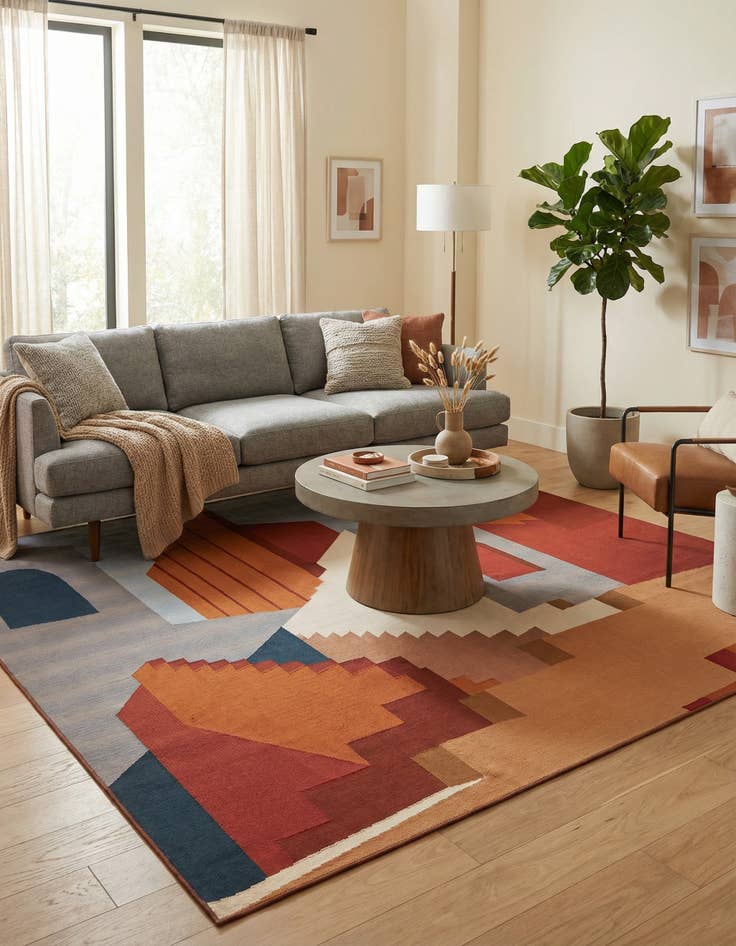 Detail image of 10' x 10'  Washable Modern Indoor / Outdoor Square Rug