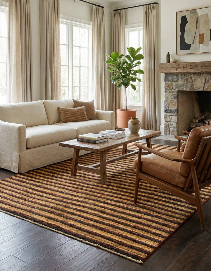 Detail image of 4' 10 x 6' 8 Hand Knotted Modern Ziegler Rug