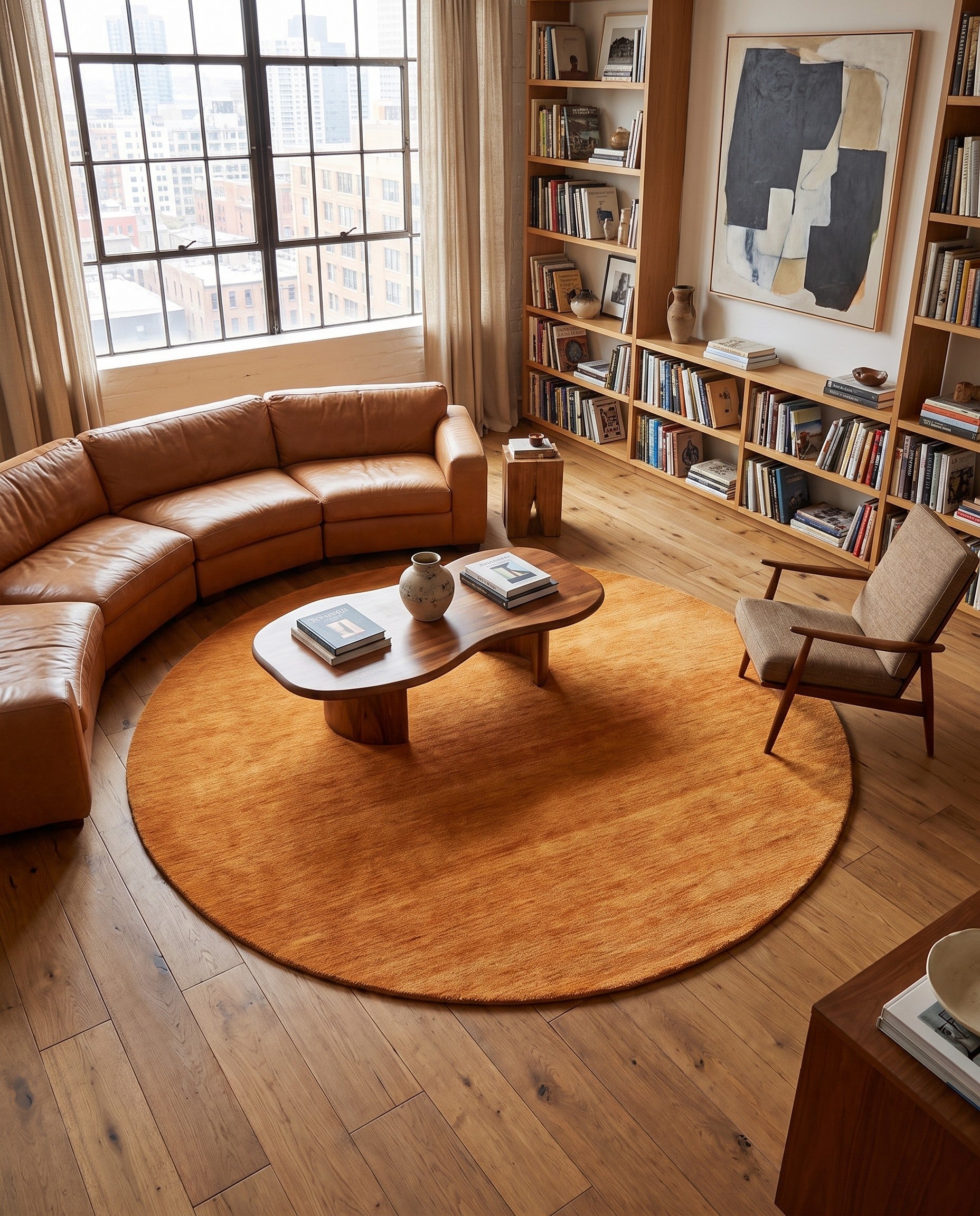 9' 10 x 9' 10 Solid Gabbeh Wool Round Rug