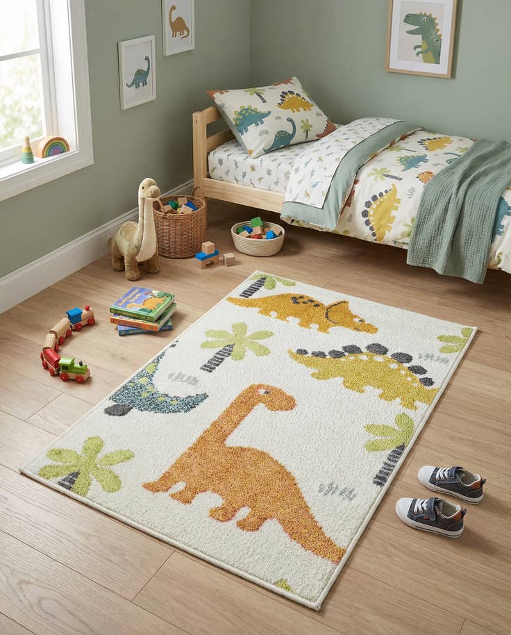 Detail image of 2' 2 x 3' 1 Dinosaur Whimsy Kids Rug