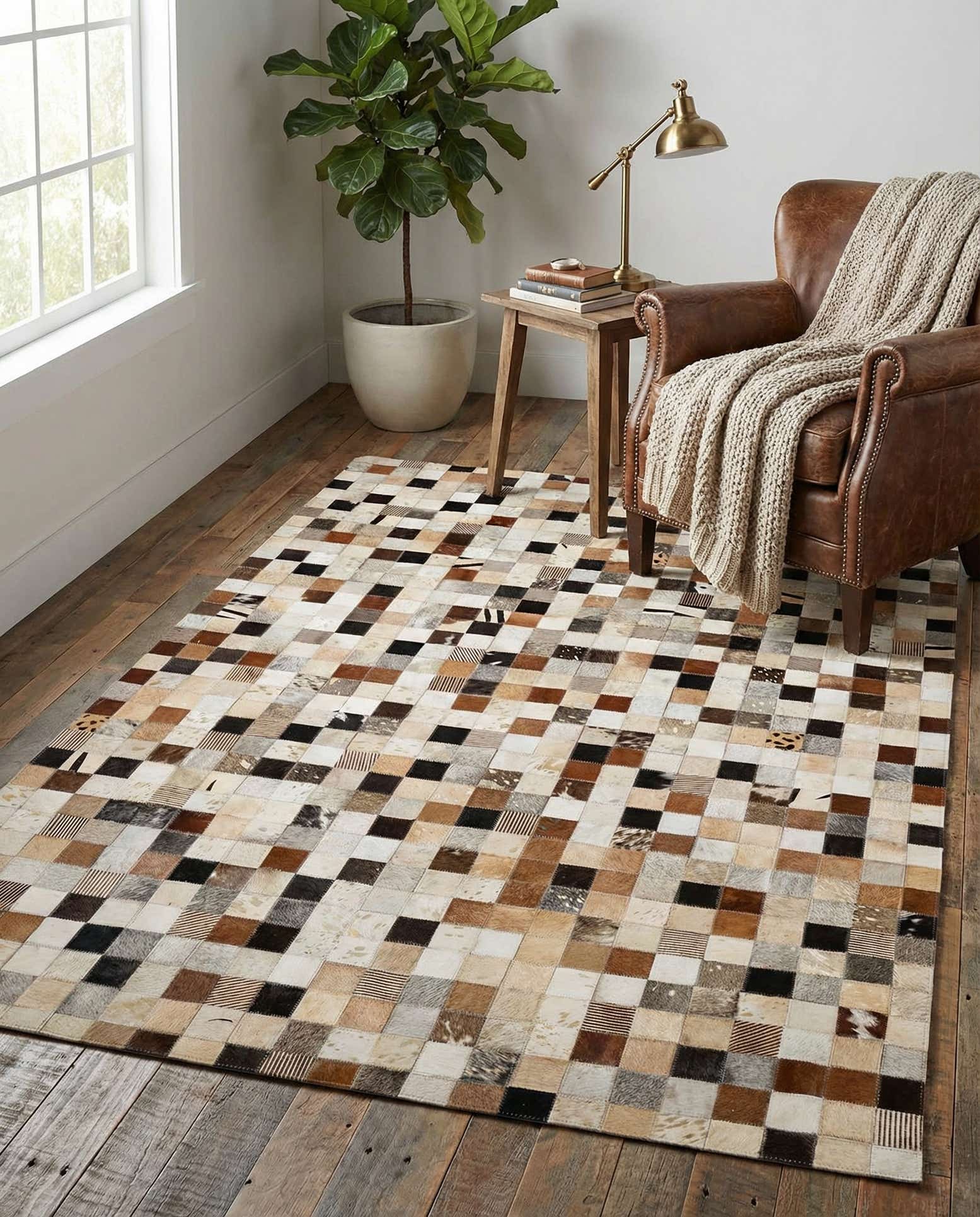 4' 1 x 5' 11 Cowhide - Patchwork Rug