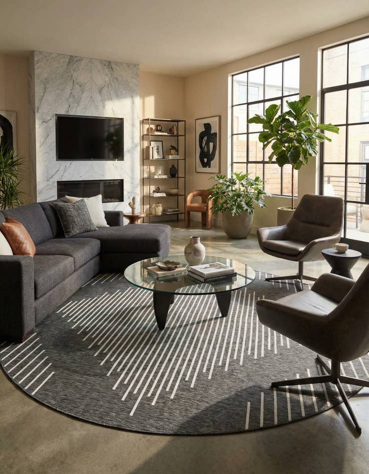 Detail image of 13' x 13' Washable Modern Indoor / Outdoor Round Rug