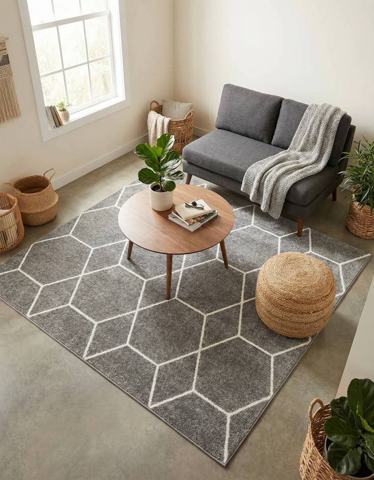 Detail image of 6' x 6' Lattice Frieze Square Rug