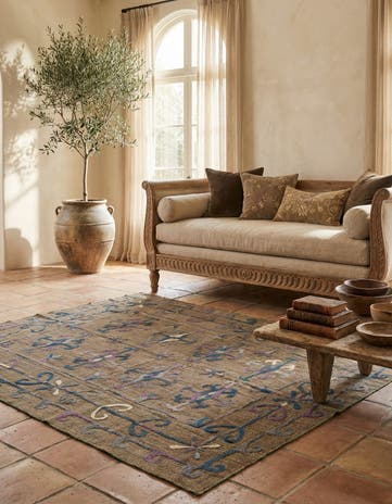5' 8 x 6' 9 Hand Woven Kilim Suzani Wool Square Rug