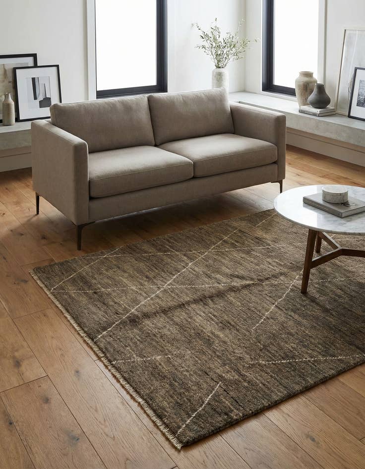 Detail image of 4' 7 x 6' 5 Hand Knotted Moroccan Wool Rug