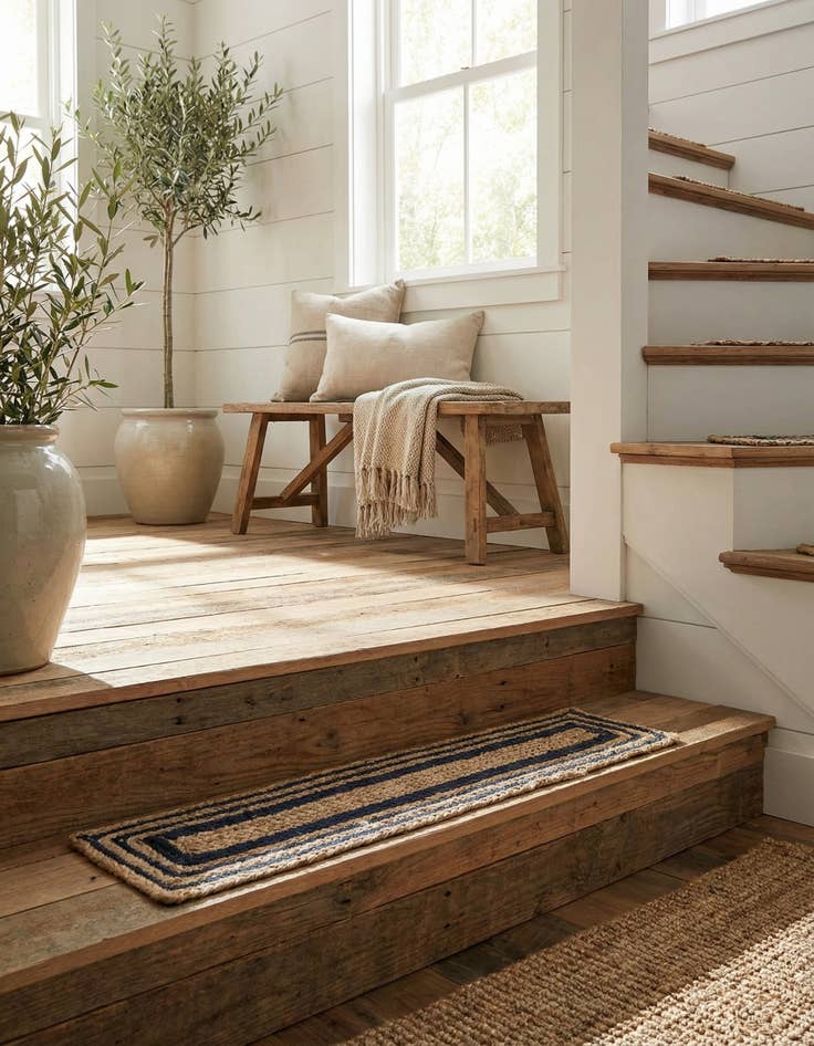 Detail image of 0' 9 x 2' 6  Hand Woven Braided Jute Stair Rug