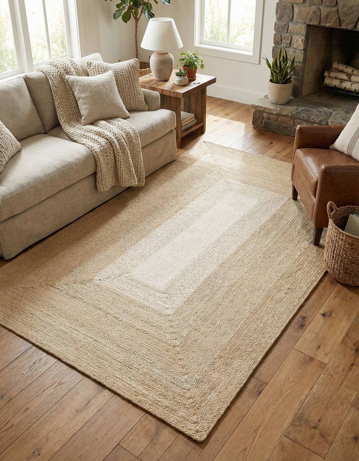 Detail image of 5' 1 x 8' Handmade Hand Braided Wool Rug