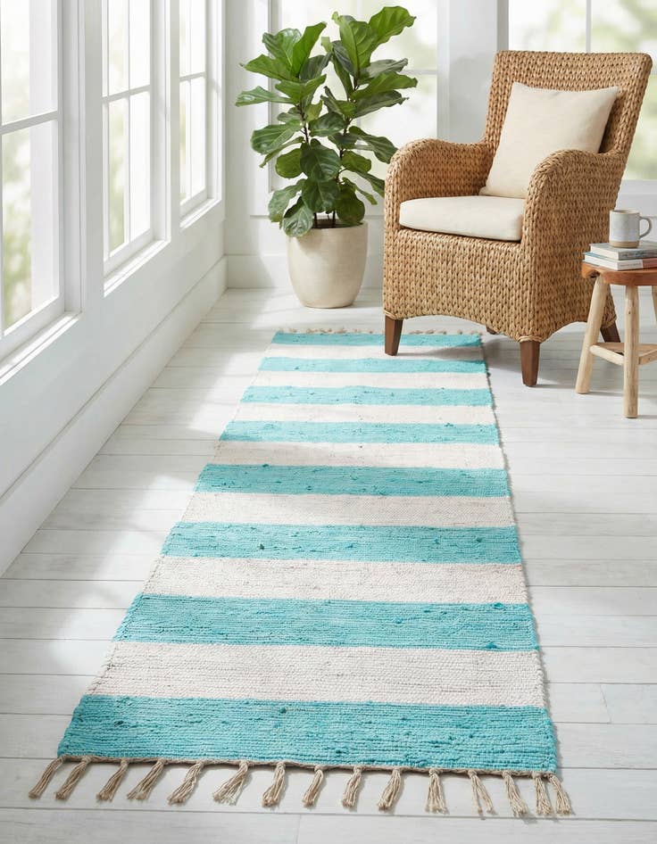 Detail image of 2' 2 x 10' Hand Woven Chindi Rag Runner Rug