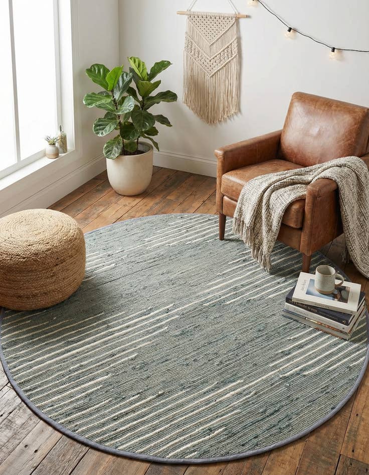 Detail image of 5' 3 x 5' 3 Chindi Cotton Round Rug