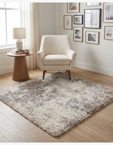 Khaki Soft Touch Shag Square Rug
