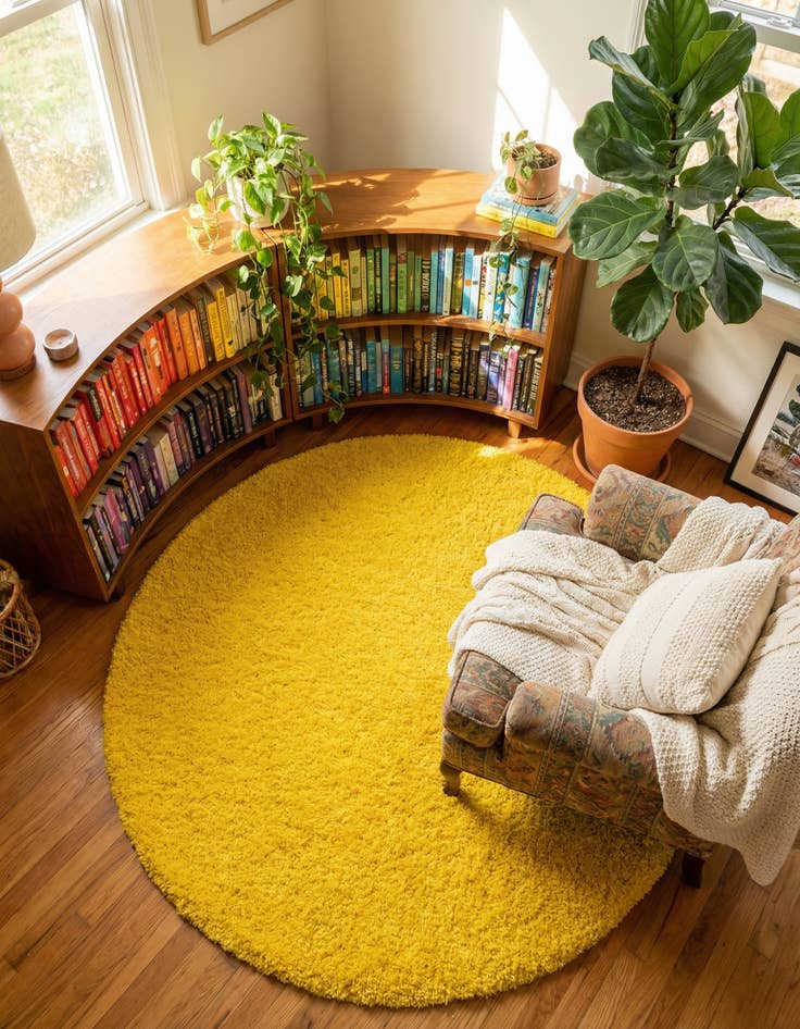 Detail image of 6' x 6' Solid Shag Round Rug