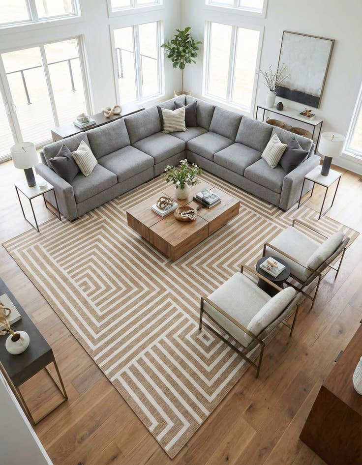 Detail image of 12' x 12'  Washable Modern Indoor / Outdoor Square Rug