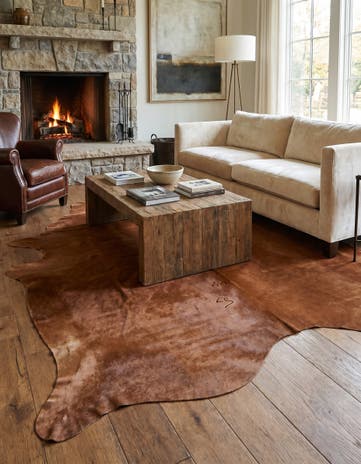 6' 9 x 7' 8 Cowhide Leather Rug