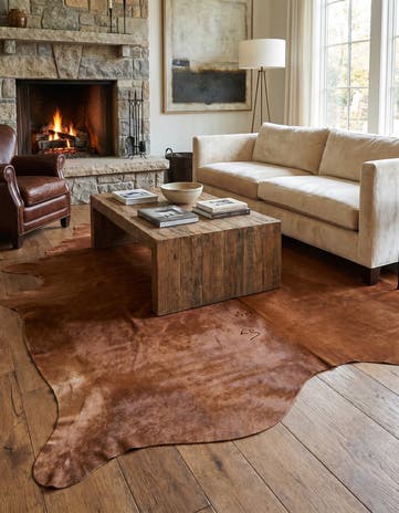 6' 9 x 7' 8 Cowhide Leather Rug