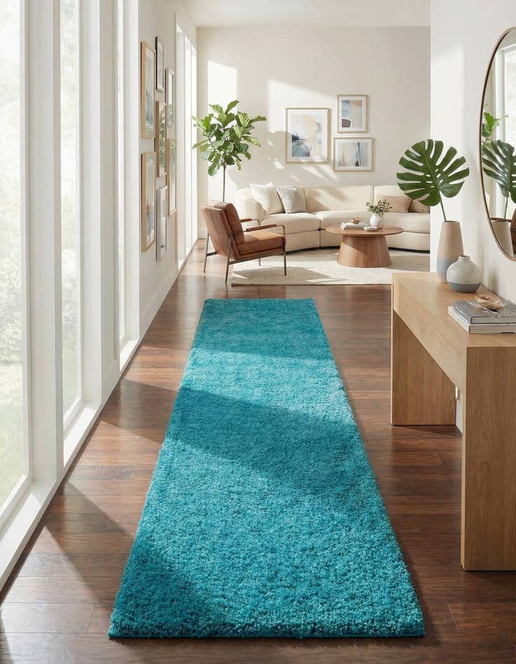 Detail image of 2' 7 x 19' 8 Solid Shag Runner Rug