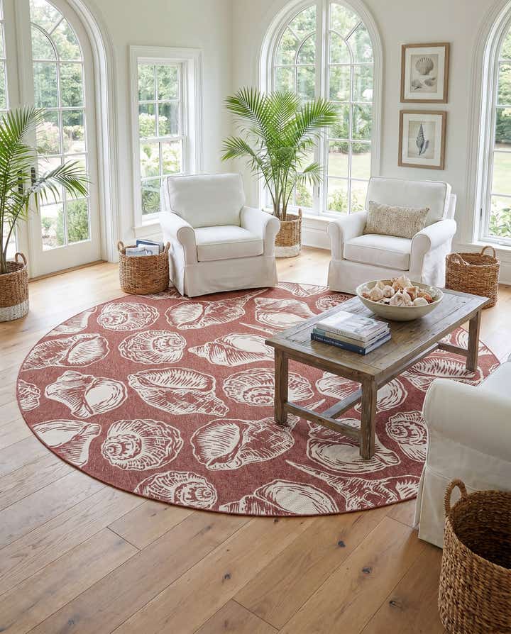 13' x 13' Easy-Clean Coastal Indoor / Outdoor Round Rug