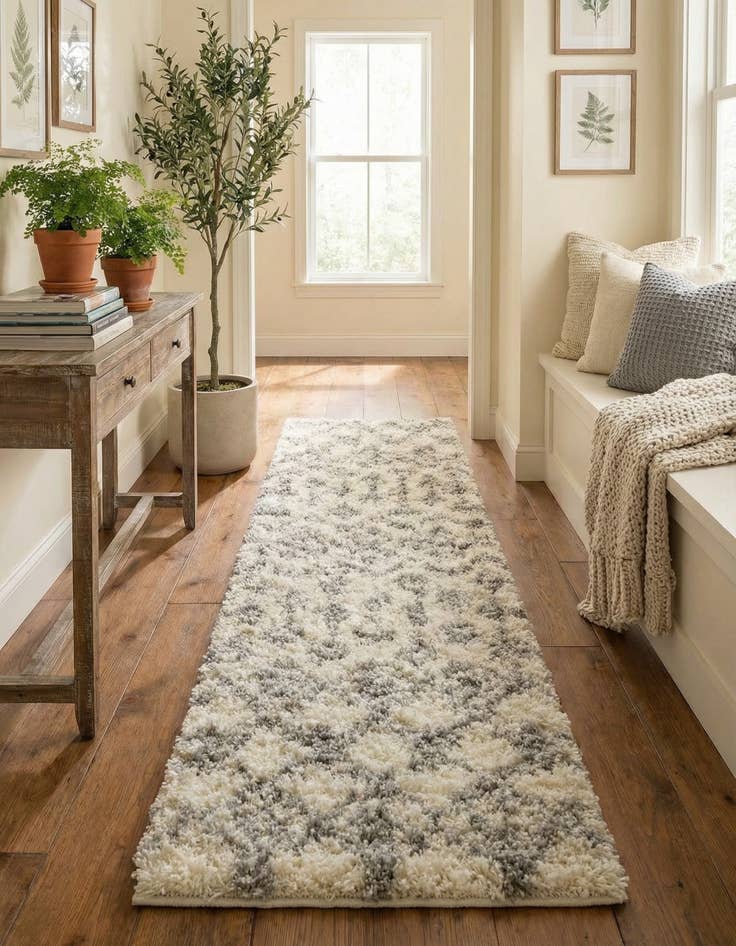 Detail image of 2' 7 x 12' Moroccan Trellis Shag Runner Rug