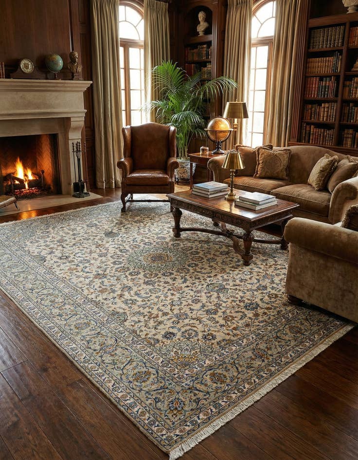 Detail image of 9' 9 x 12' 3 Kashan Wool Rug