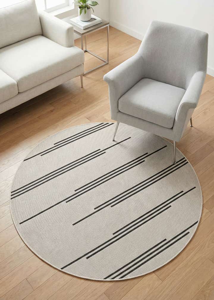 4' x 4' Easy-Clean Modern Indoor / Outdoor Round Rug