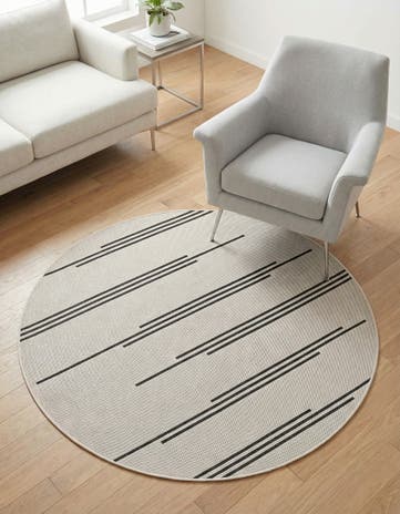 4' x 4' Easy-Clean Modern Indoor / Outdoor Round Rug