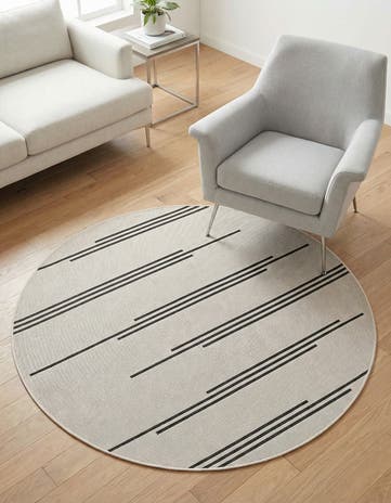 4' x 4' Easy-Clean Modern Indoor / Outdoor Round Rug