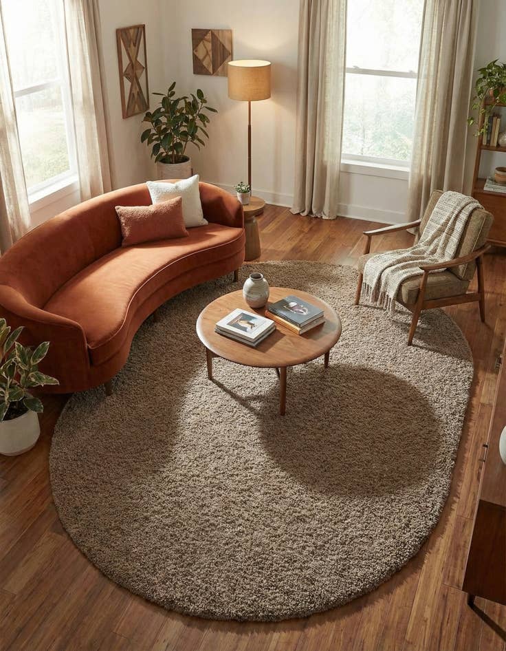 Detail image of 7' 10 x 10' Solid Shag Oval Rug