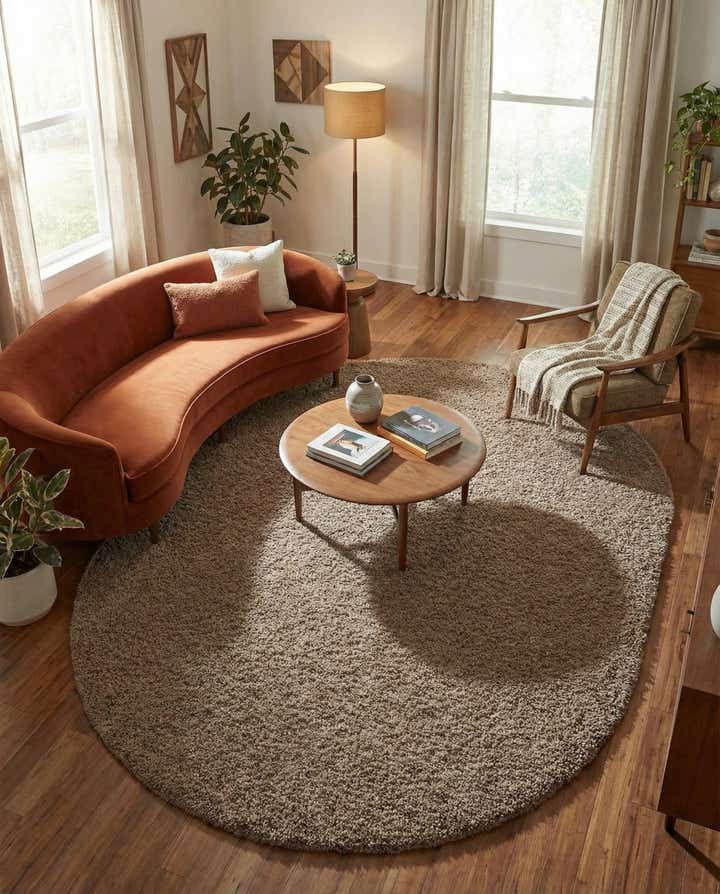 7' 10 x 10' Solid Shag Oval Rug