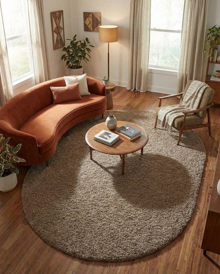 Detail image of 7' 10 x 10' Solid Shag Oval Rug