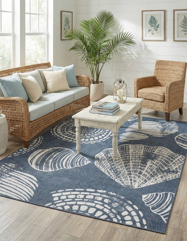 Detail image of 7' 10 x 10'  Washable Coastal Indoor / Outdoor Rug
