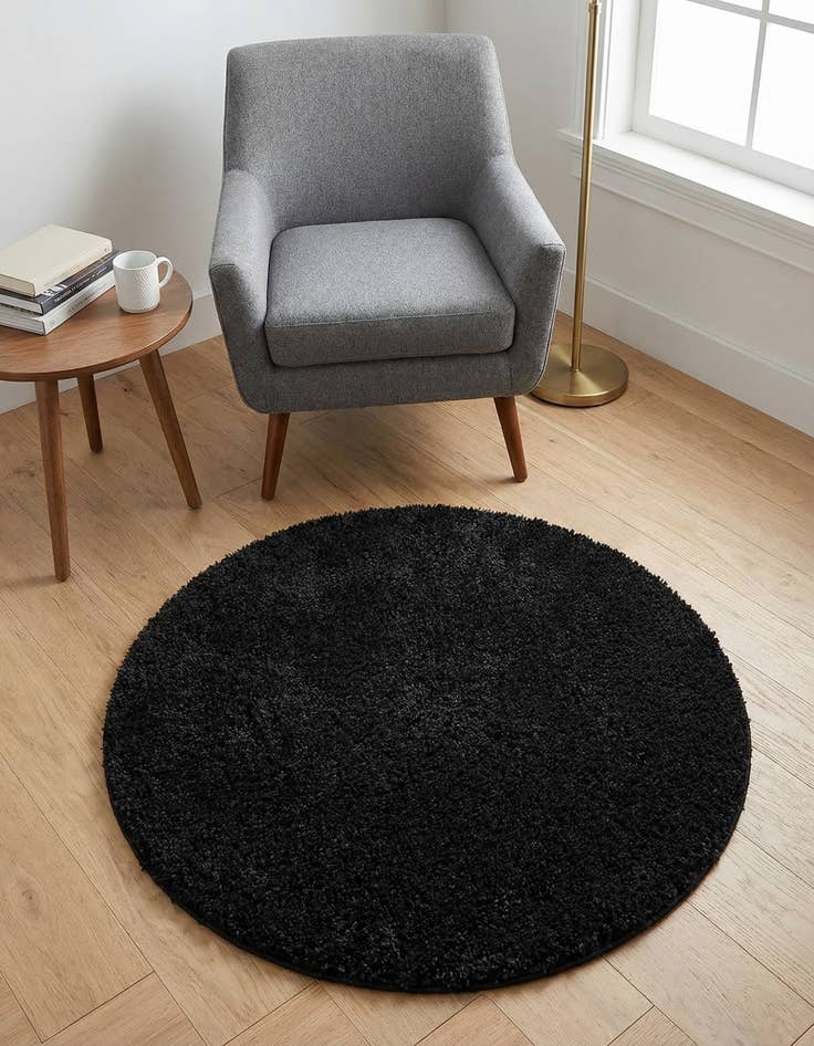 Detail image of 3' x 3' Solid Shag Round Rug