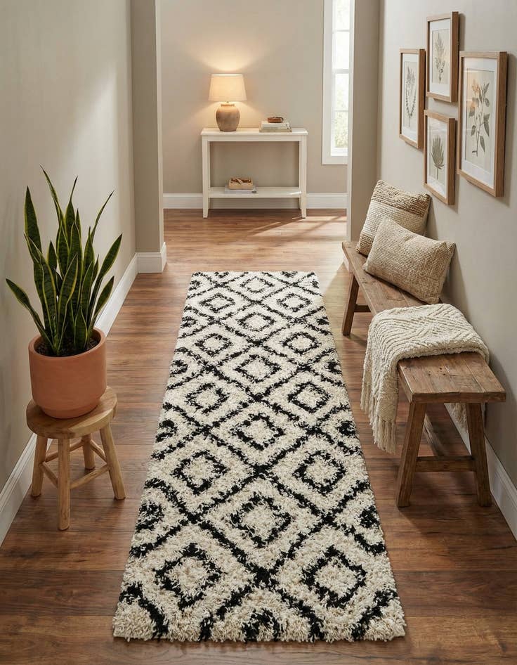 Detail image of 2' x 6' Trellis Shag Runner Rug