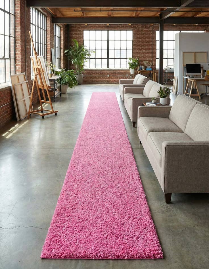 Detail image of 2' 7 x 19' 8 Solid Shag Runner Rug