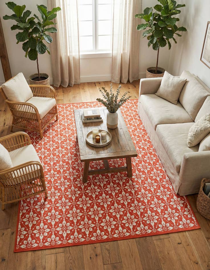 Detail image of 9' x 12'  Washable Trellis Indoor / Outdoor Rug