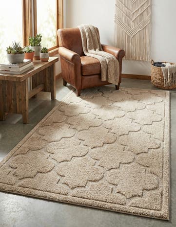 Beige Lattice Shag Rug