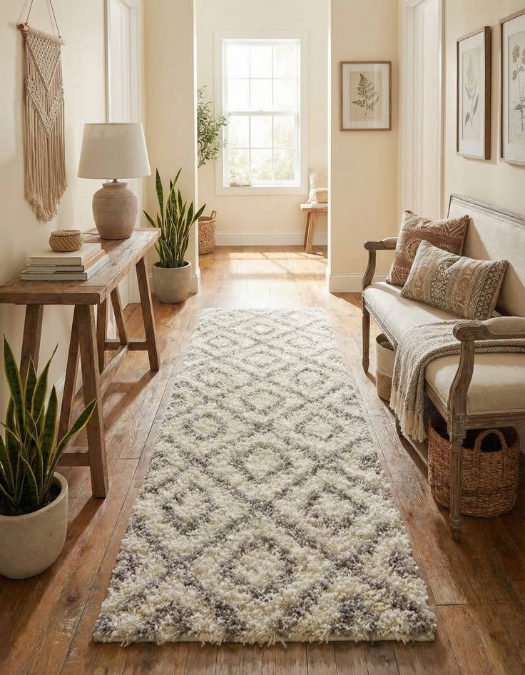 Detail image of 2' 7 x 10' Trellis Shag Runner Rug