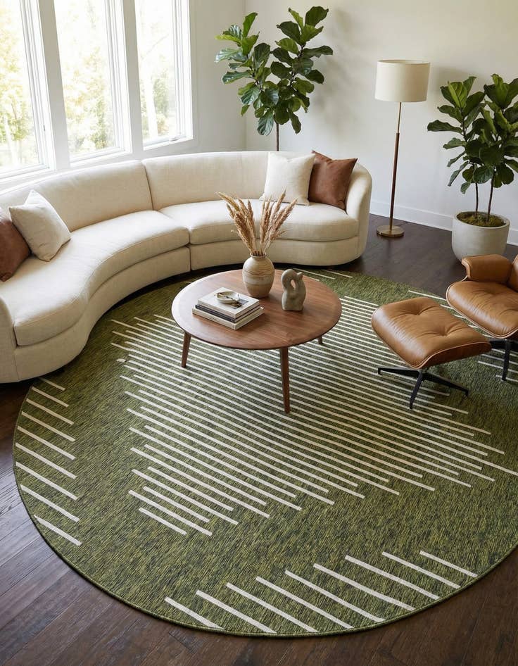 Detail image of 10' 8 x 10' 8  Washable Modern Indoor / Outdoor Round Rug