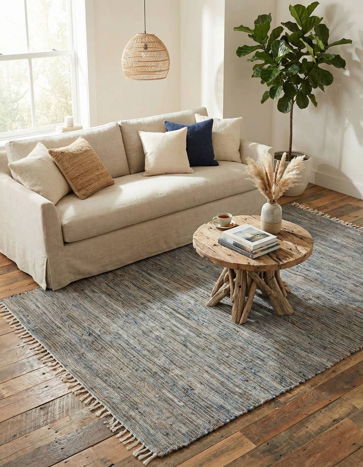 Detail image of 7' 1 x 10' Hand Woven Chindi Jute Rug