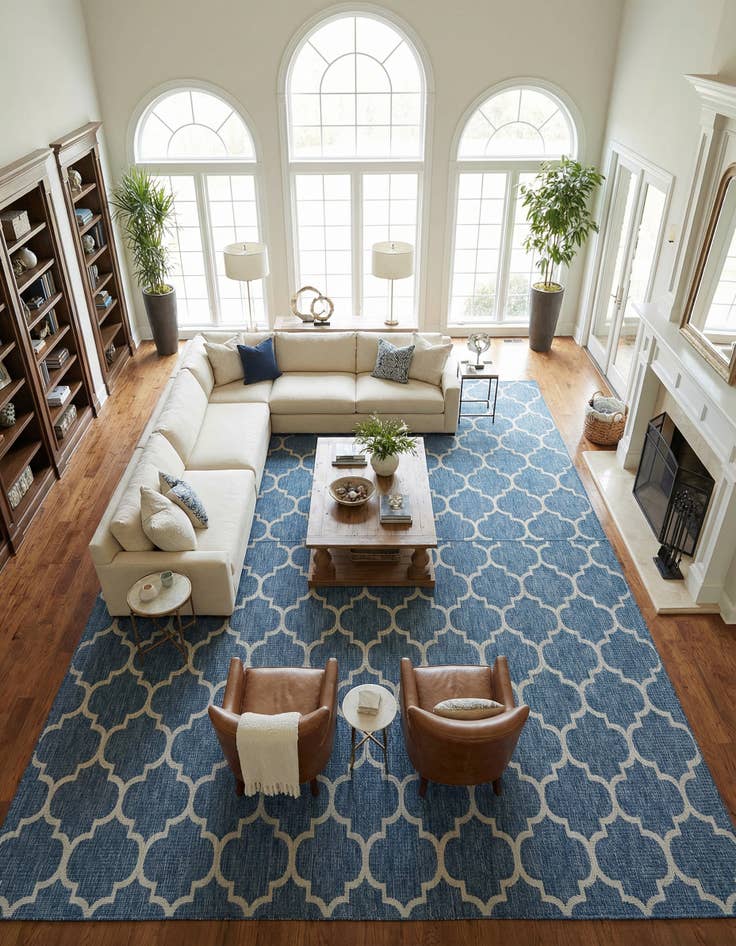 Detail image of 13' x 13' Washable Lattice Indoor / Outdoor Square Rug
