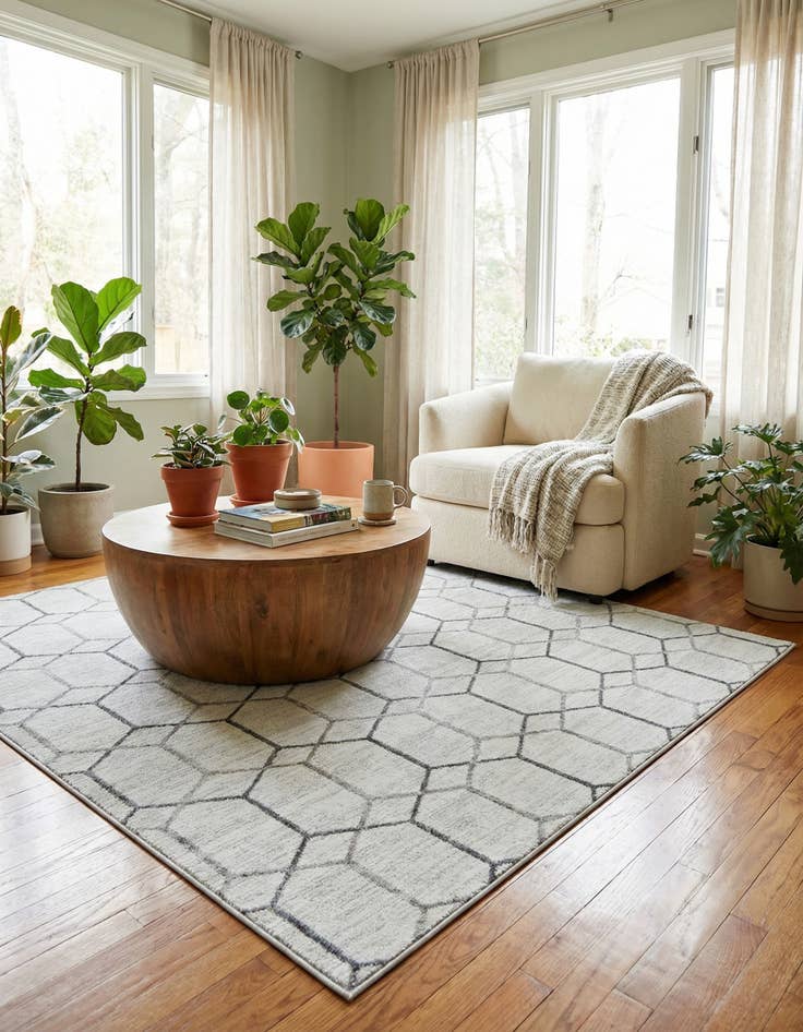 Detail image of 7' x 7' Lattice Trellis Square Rug