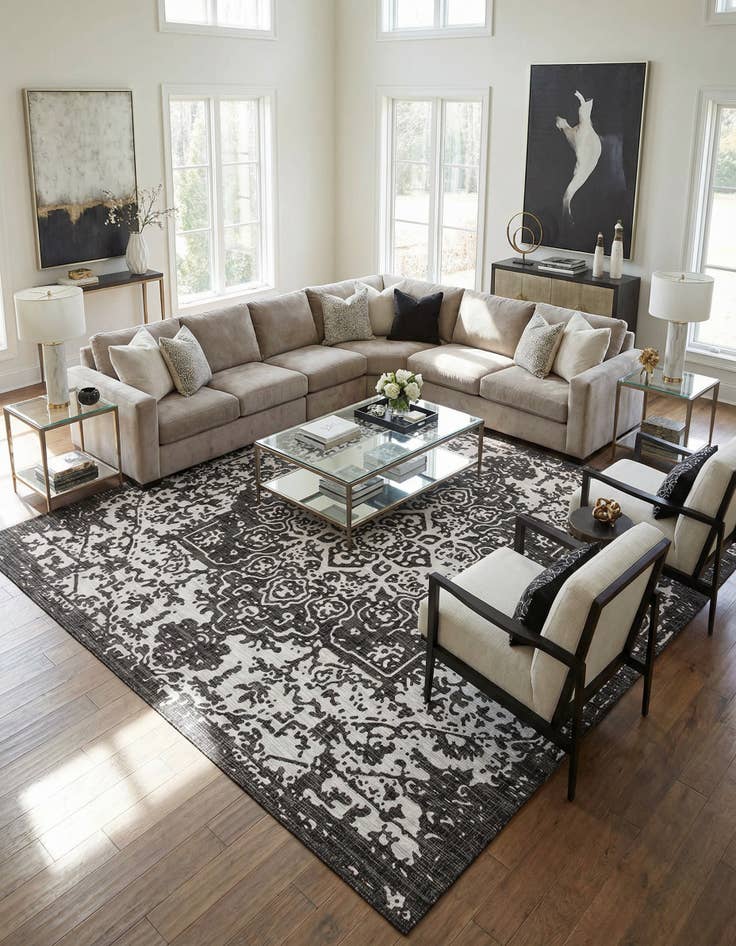 Detail image of 13' x 13' Washable Jill Zarin Dubai Indoor / Outdoor Square Rug