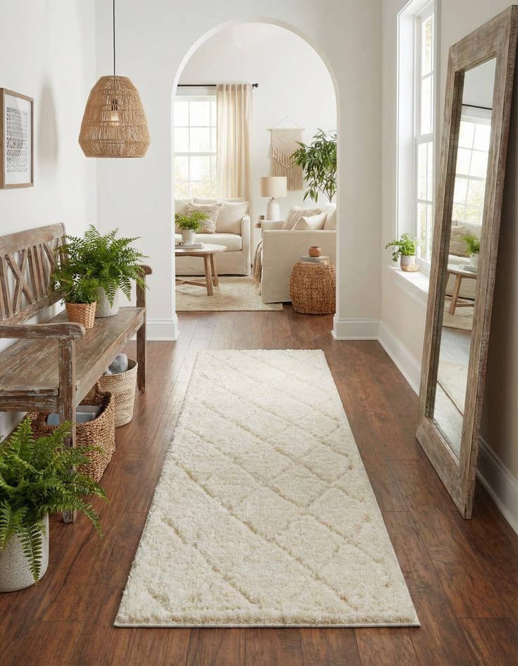 Detail image of 2' x 6' 9 Lattice Shag Runner Rug