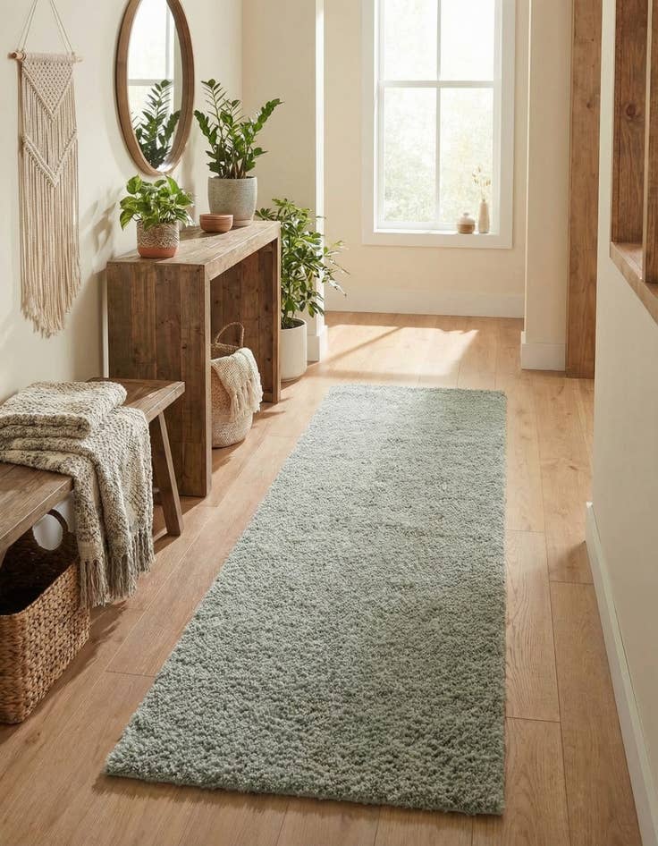 Detail image of 2' x 6' 9 Solid Shag Runner Rug