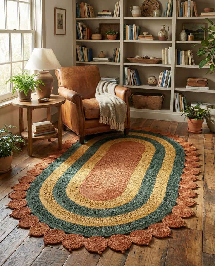 5' 1 x 8' Handmade Braided Jute Oval Rug