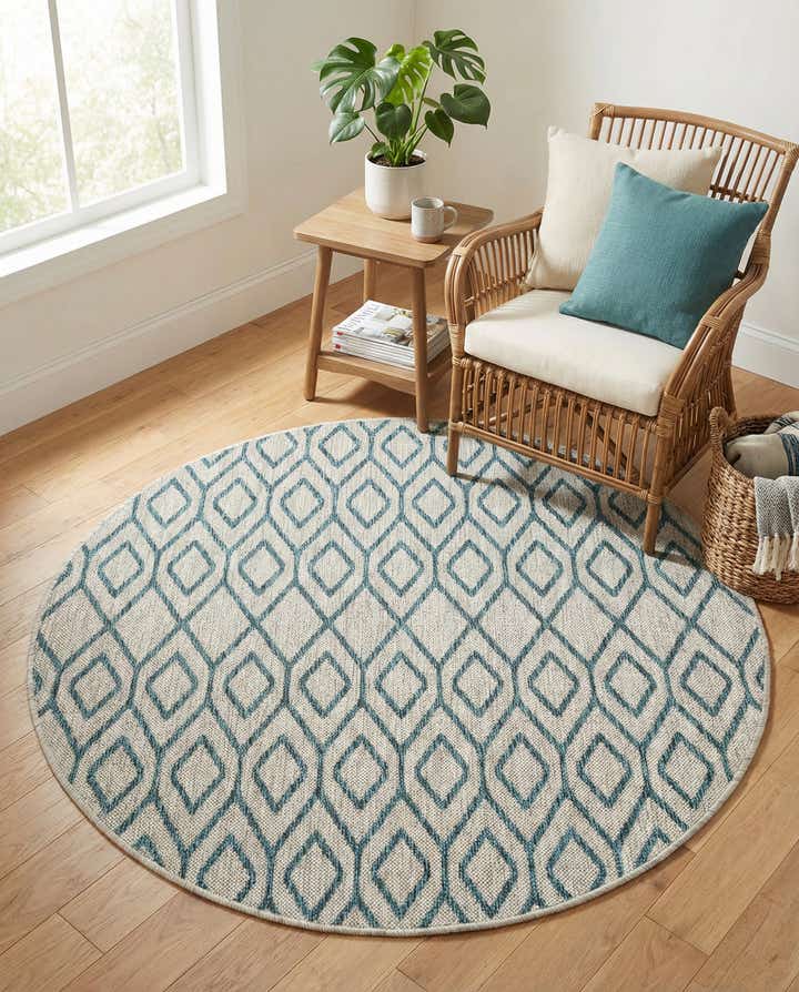 4' x 4' Easy-Clean Jill Zarin Turks and Caicos Indoor / Outdoor Round Rug