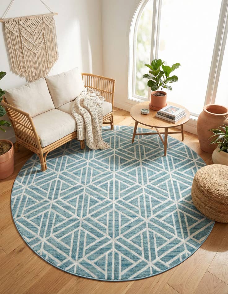Detail image of 8' x 8' Lattice Trellis Round Rug