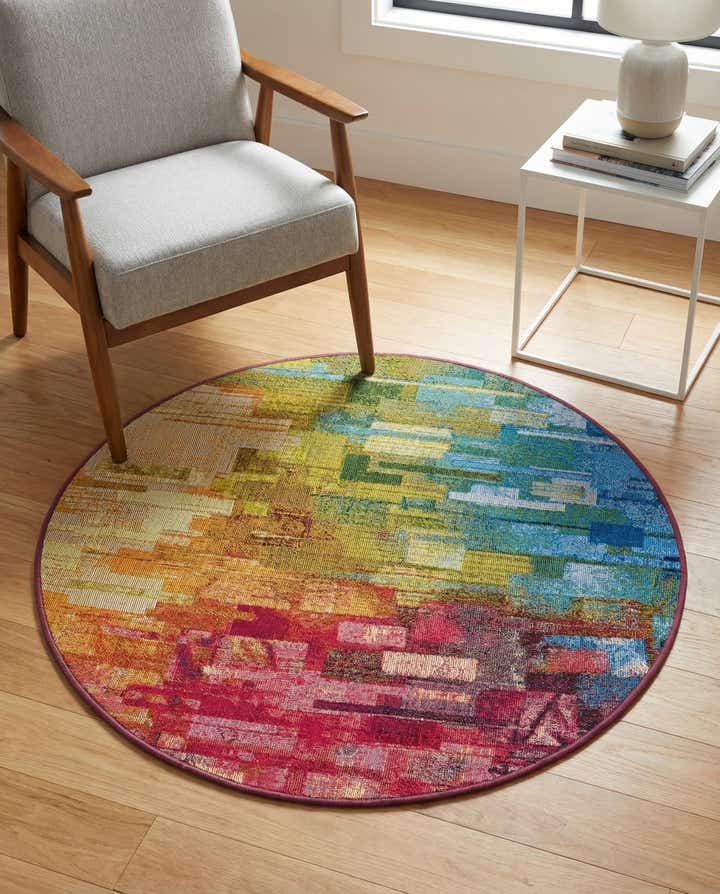 3' x 3' Easy-Clean Modern Indoor / Outdoor Round Rug